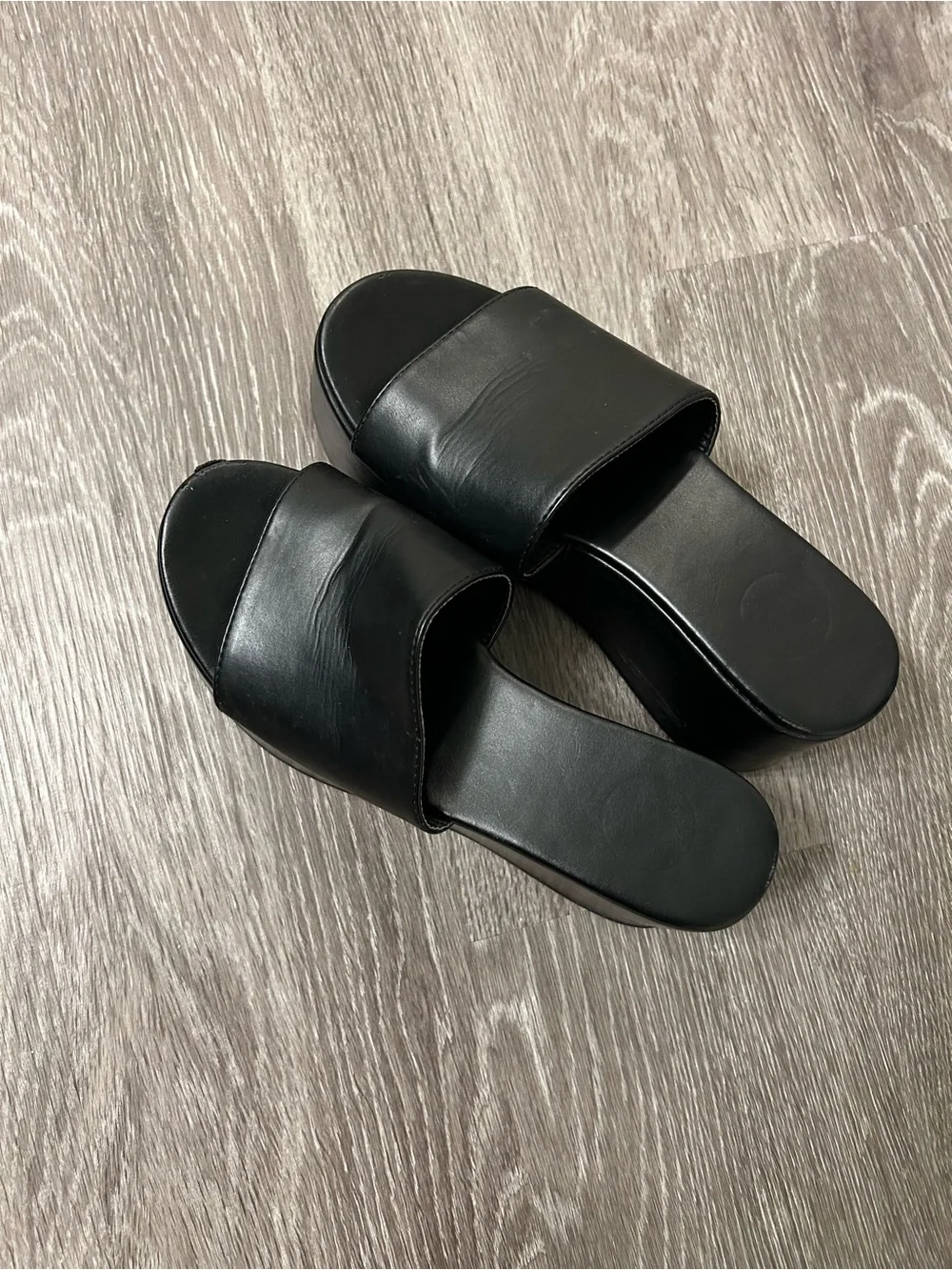 Black Leather Platform Sandals